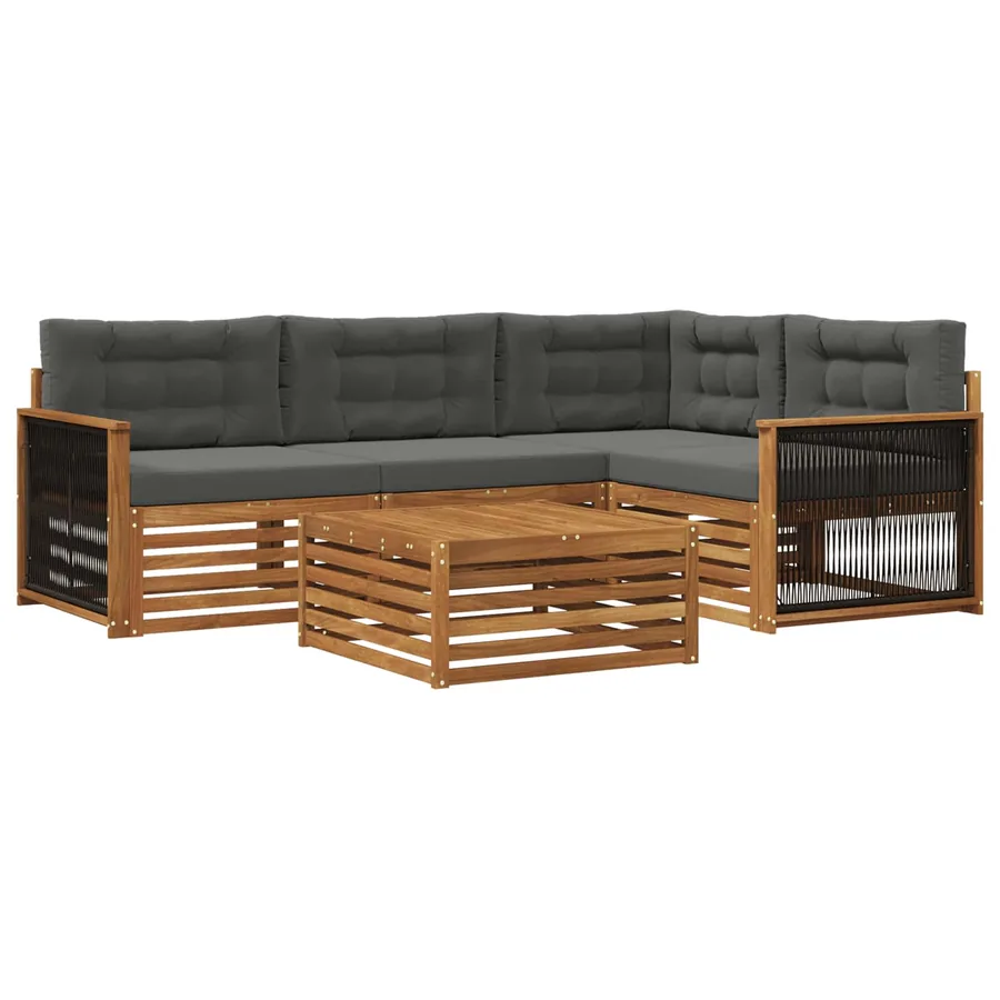 Ensemble de canapés d'extérieur 5 pcs Naturel et Anthracite - 2