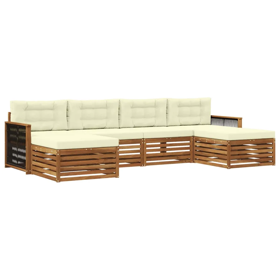 Ensembles de canapés avec coussin 6 pcs Bois d'Acacia Massif - 2