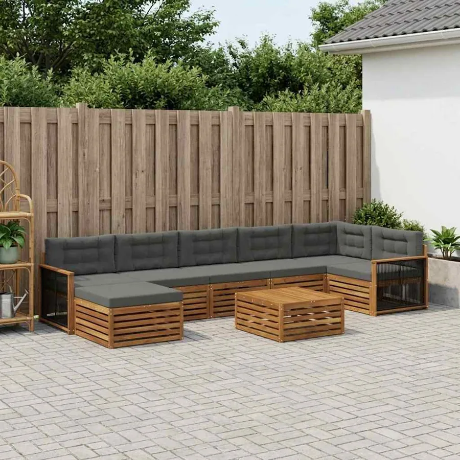 Ensemble de canapés d'extérieur 8 pcs Naturel et Anthracite