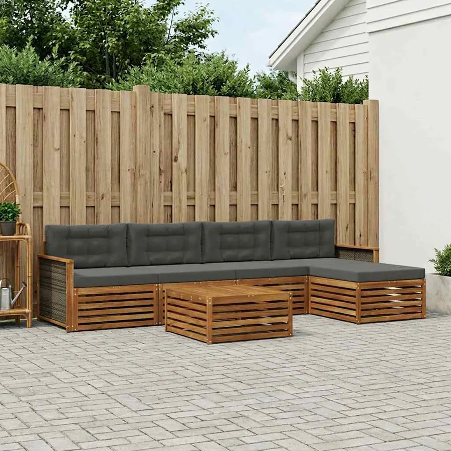Ensemble de canapés d'extérieur 6 pcs Naturel et Anthracite