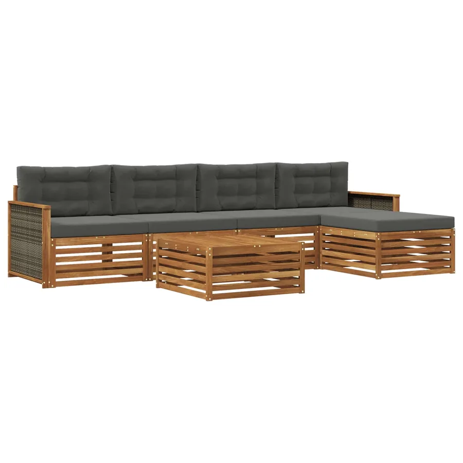 Ensemble de canapés d'extérieur 6 pcs Naturel et Anthracite - 2