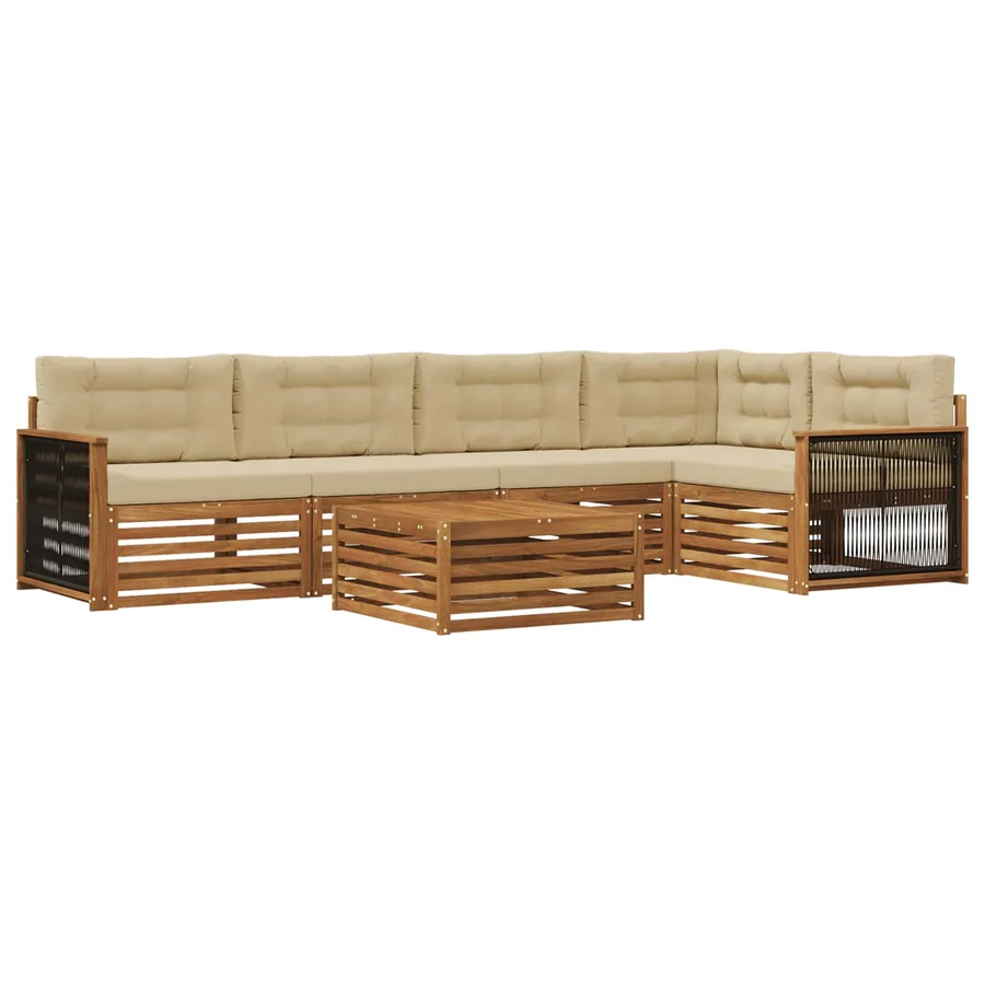 Ensemble de canapés d'extérieur 6 pcs Naturel et Beige - 2