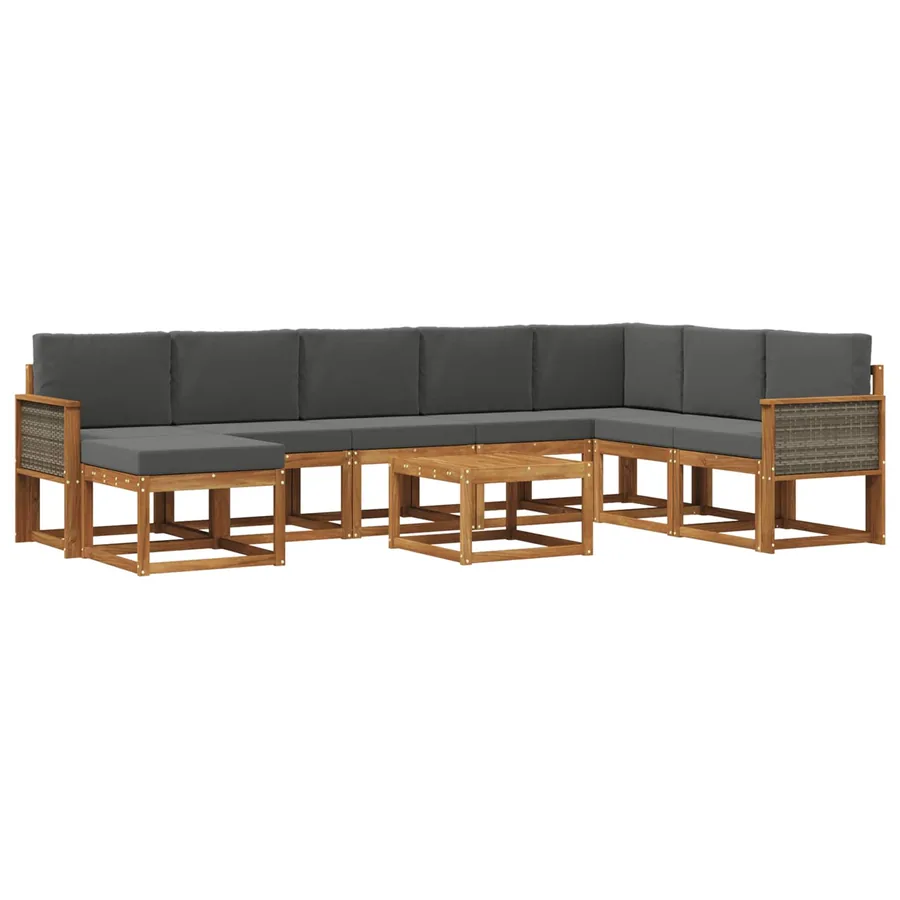 Ensemble de canapés d'extérieur 9 pcs Naturel et Anthracite - 2
