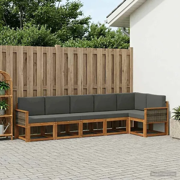 Ensemble de canapés d'extérieur 6 pcs Naturel et Anthracite