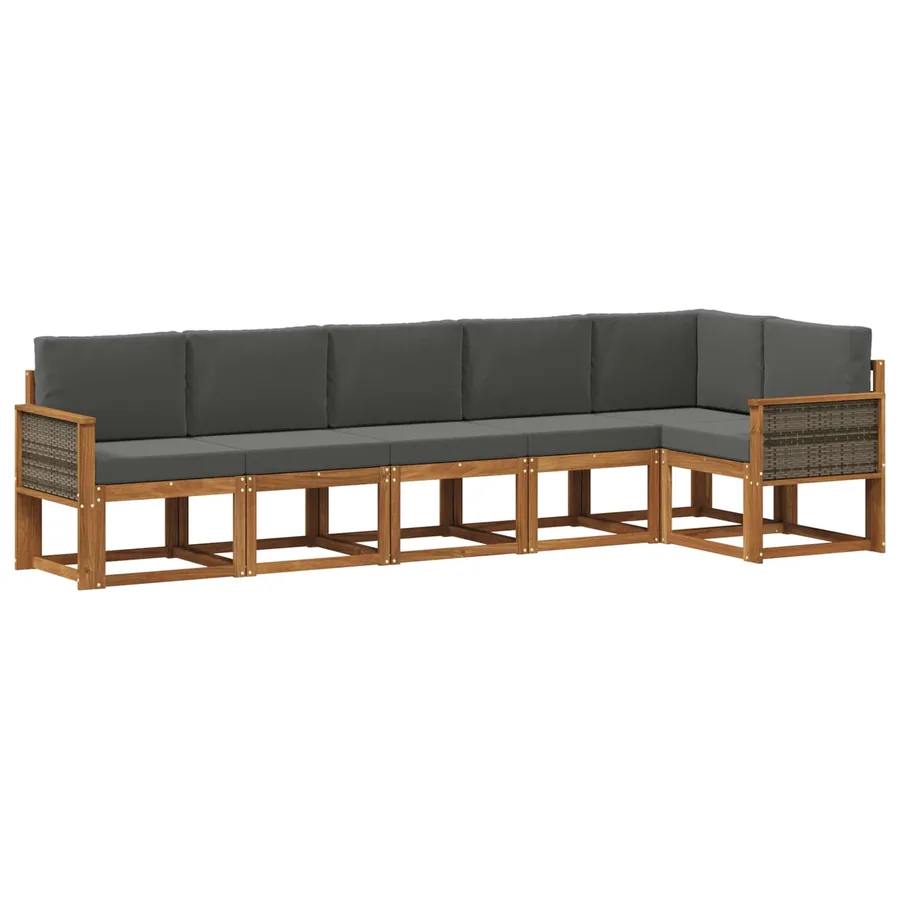 Ensemble de canapés d'extérieur 6 pcs Naturel et Anthracite - 2
