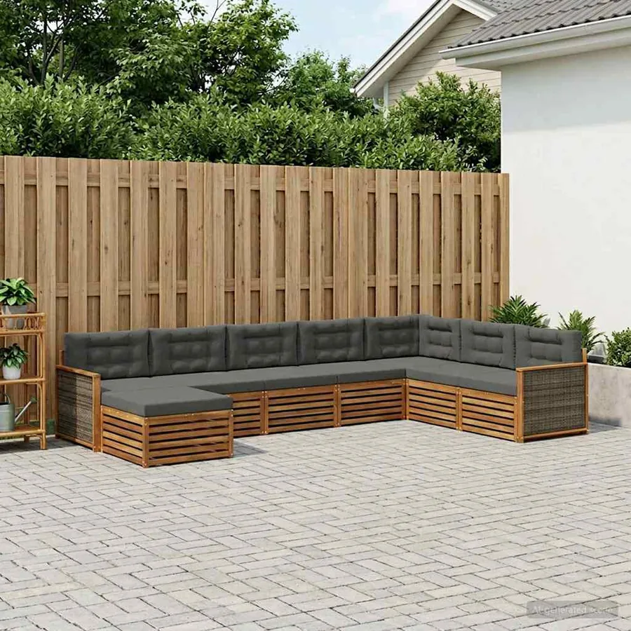 Ensemble de canapés d'extérieur 8 pcs Naturel et Anthracite
