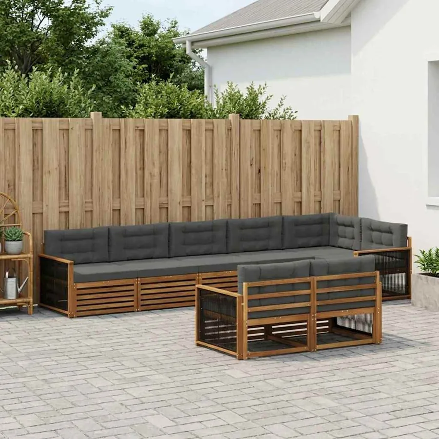 Ensemble de canapés d'extérieur 8 pcs Naturel et Anthracite