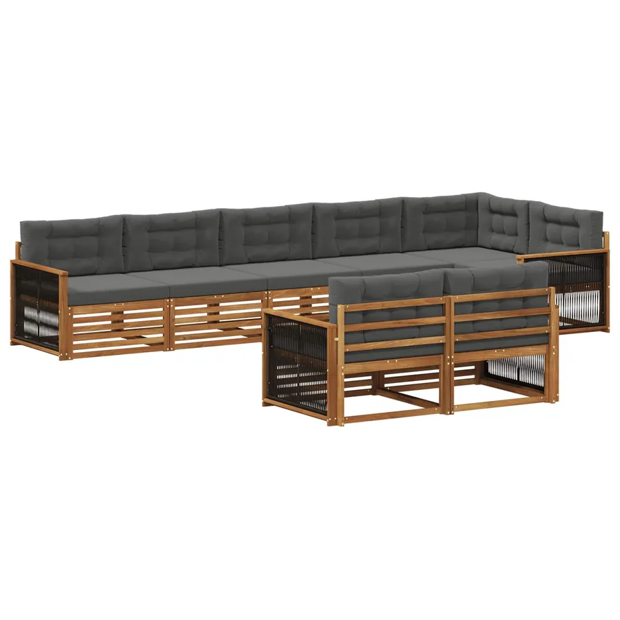 Ensemble de canapés d'extérieur 8 pcs Naturel et Anthracite - 2