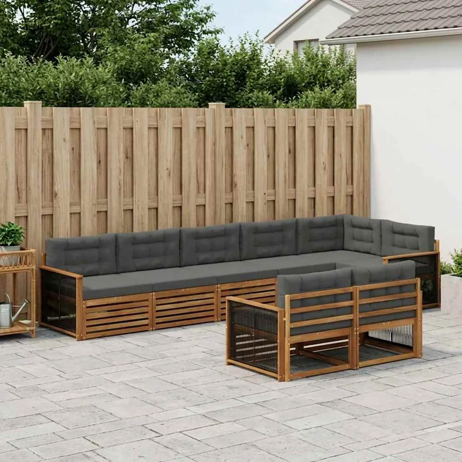 Ensemble de canapés d'extérieur 8 pcs Naturel et Anthracite - 3