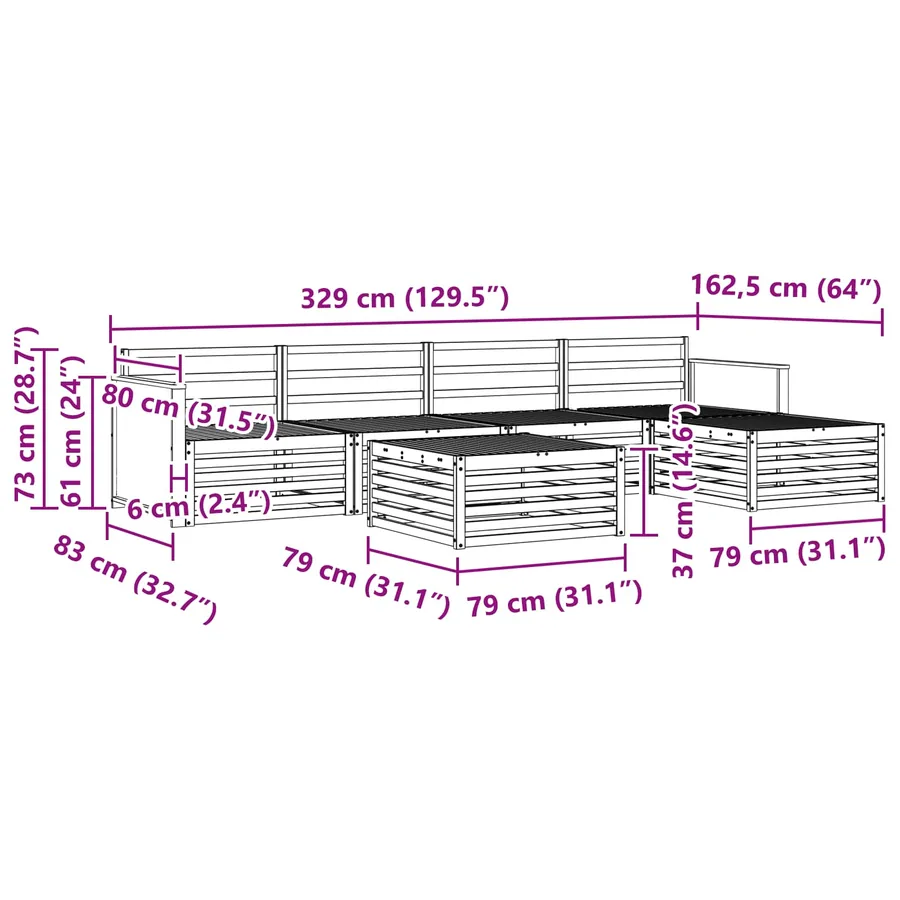 Ensemble de canapés d'extérieur 6 pcs Naturel - 8