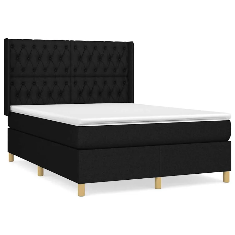 Sommier à lattes de lit avec matelas Noir 140x190 cm Tissu - 2