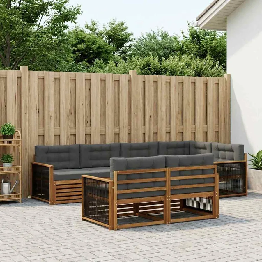 Ensemble de canapés d'extérieur 7 pcs Naturel et Anthracite