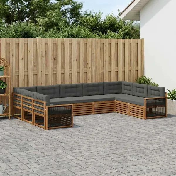 Ensemble de canapés d'extérieur 9 pcs Naturel et Anthracite