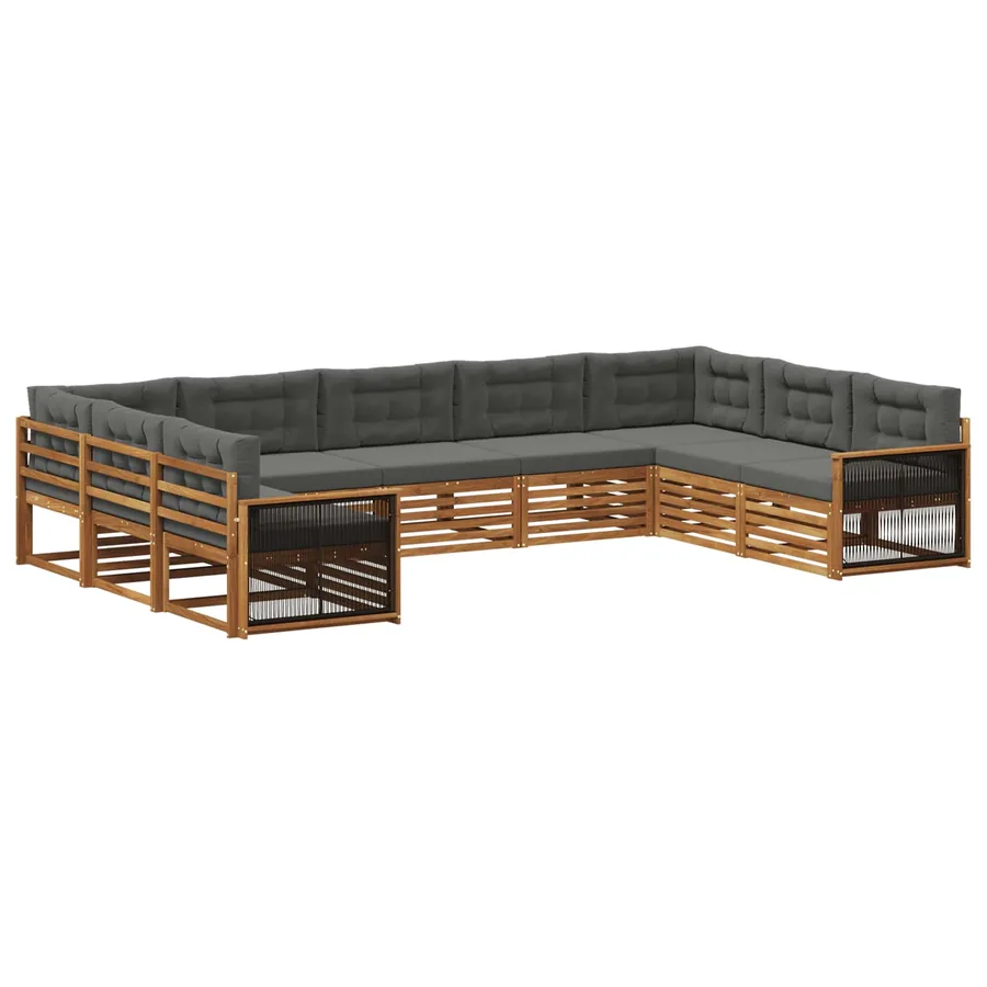 Ensemble de canapés d'extérieur 9 pcs Naturel et Anthracite - 2