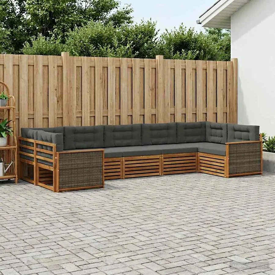 Ensemble de canapés d'extérieur 7 pcs Naturel et Anthracite