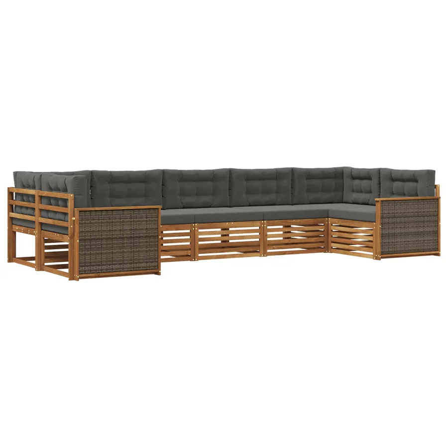 Ensemble de canapés d'extérieur 7 pcs Naturel et Anthracite - 2