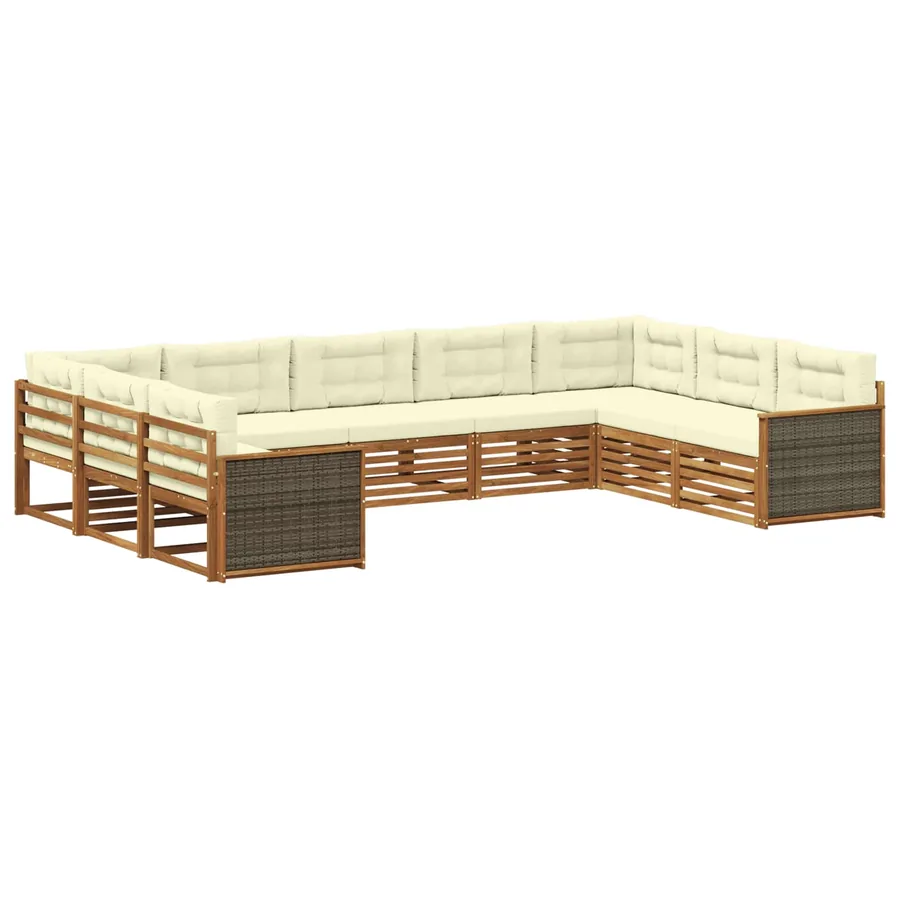 Ensemble de canapés d'extérieur 9 pcs Naturel et Crème - 2