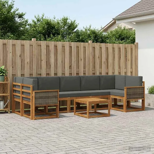 Ensemble de canapés d'extérieur 6 pcs Naturel et Anthracite