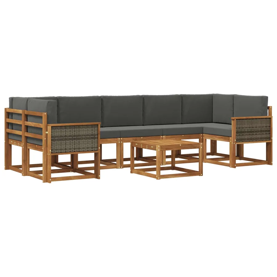Ensemble de canapés d'extérieur 6 pcs Naturel et Anthracite - 2