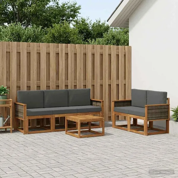 Ensemble de canapés d'extérieur 6 pcs Naturel et Anthracite