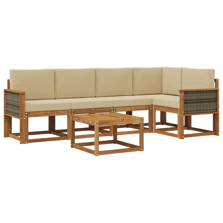 Ensemble de canapés d'extérieur 6 pcs Naturel et Beige - 2