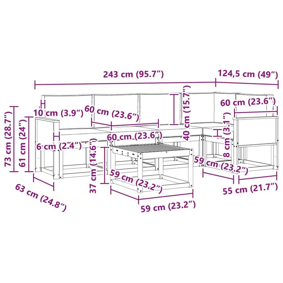 Ensemble de canapés d'extérieur 6 pcs Naturel et Beige - 8