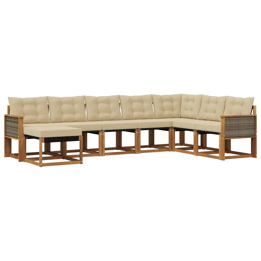 Ensemble de canapés d'extérieur 8 pcs Naturel et Beige - 2