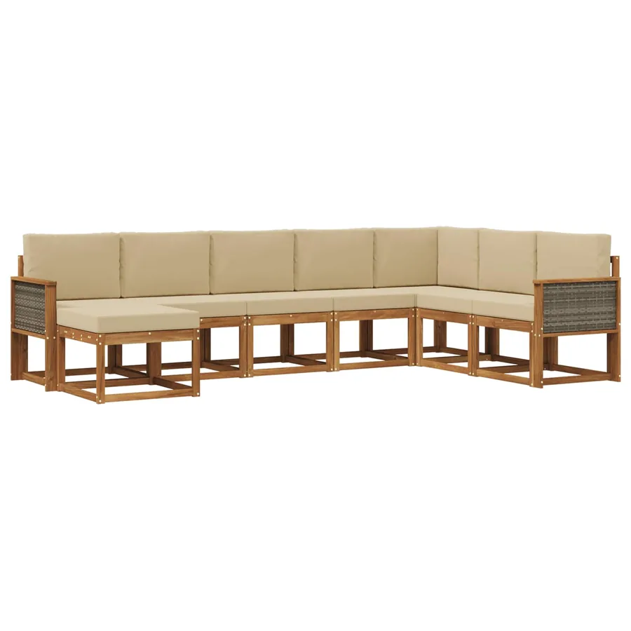 Ensemble de canapés d'extérieur 8 pcs Naturel et Beige - 2