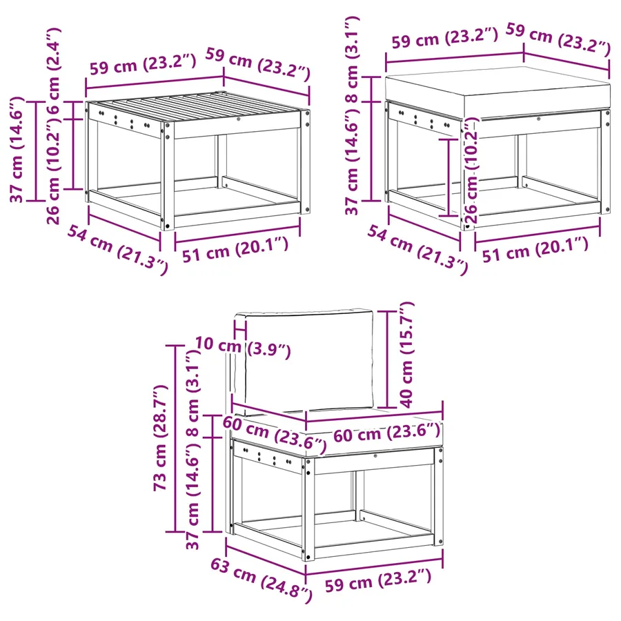 Ensemble de canapés d'extérieur 6 pcs Naturel et gris clair - 7