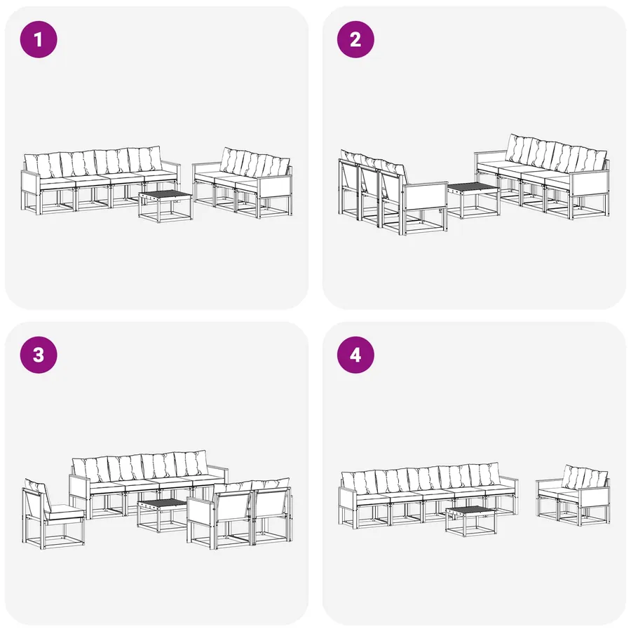 Ensemble de canapés d'extérieur 8 pcs Naturel et Crème - 7