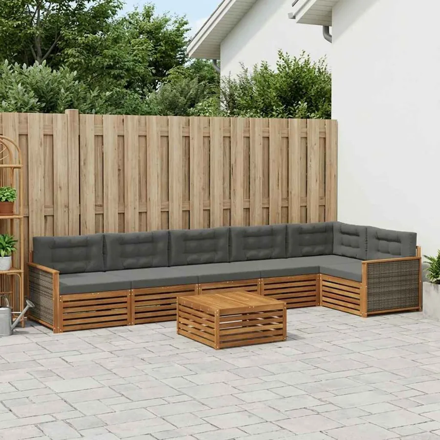 Ensemble de canapés d'extérieur 7 pcs Naturel et Anthracite