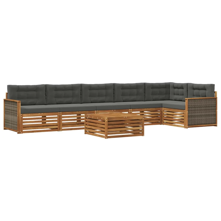 Ensemble de canapés d'extérieur 7 pcs Naturel et Anthracite - 2
