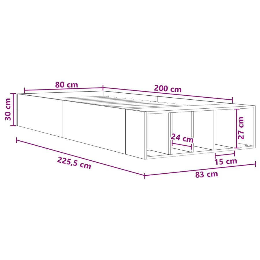 Cadre de lit avec rangement Bois ancien 80 x 200 cm - 8