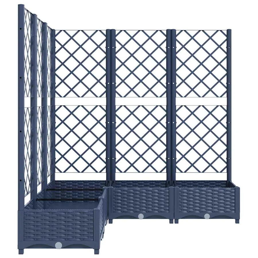 Jardinière avec treillis bleu gris 120x120x121,5 cm PP - 4
