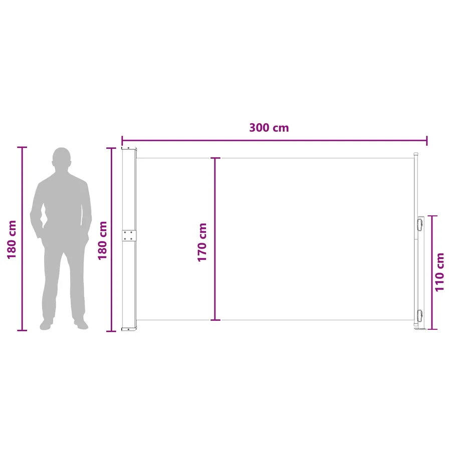 Store latéral rétractable 180 x 300 cm Polyester Rectangulaire - 7