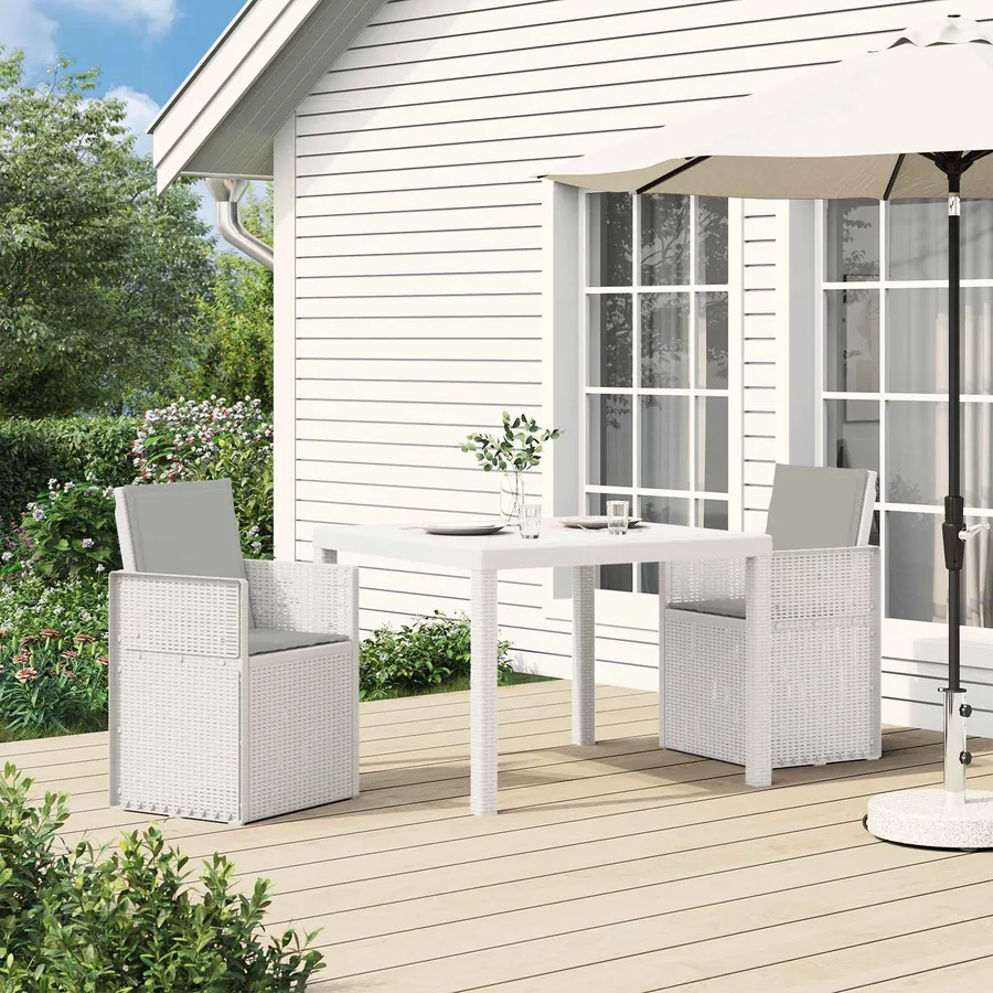 Chaises de jardin salle à manger 2 pcs Blanc et gris clair PP