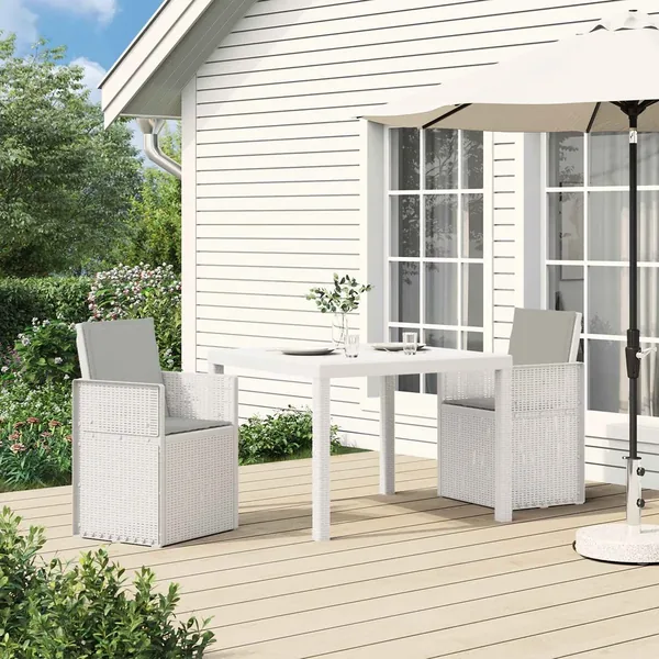 Chaises de jardin salle à manger 2 pcs Blanc et gris clair PP