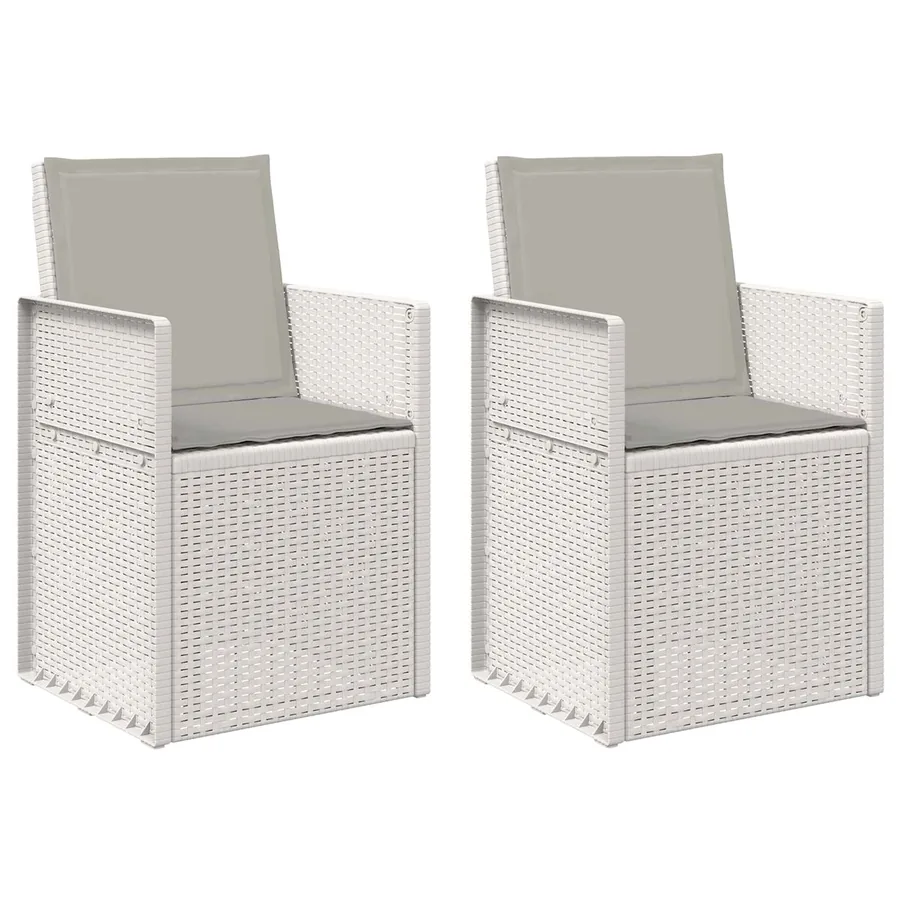Chaises de jardin salle à manger 2 pcs Blanc et gris clair PP - 2