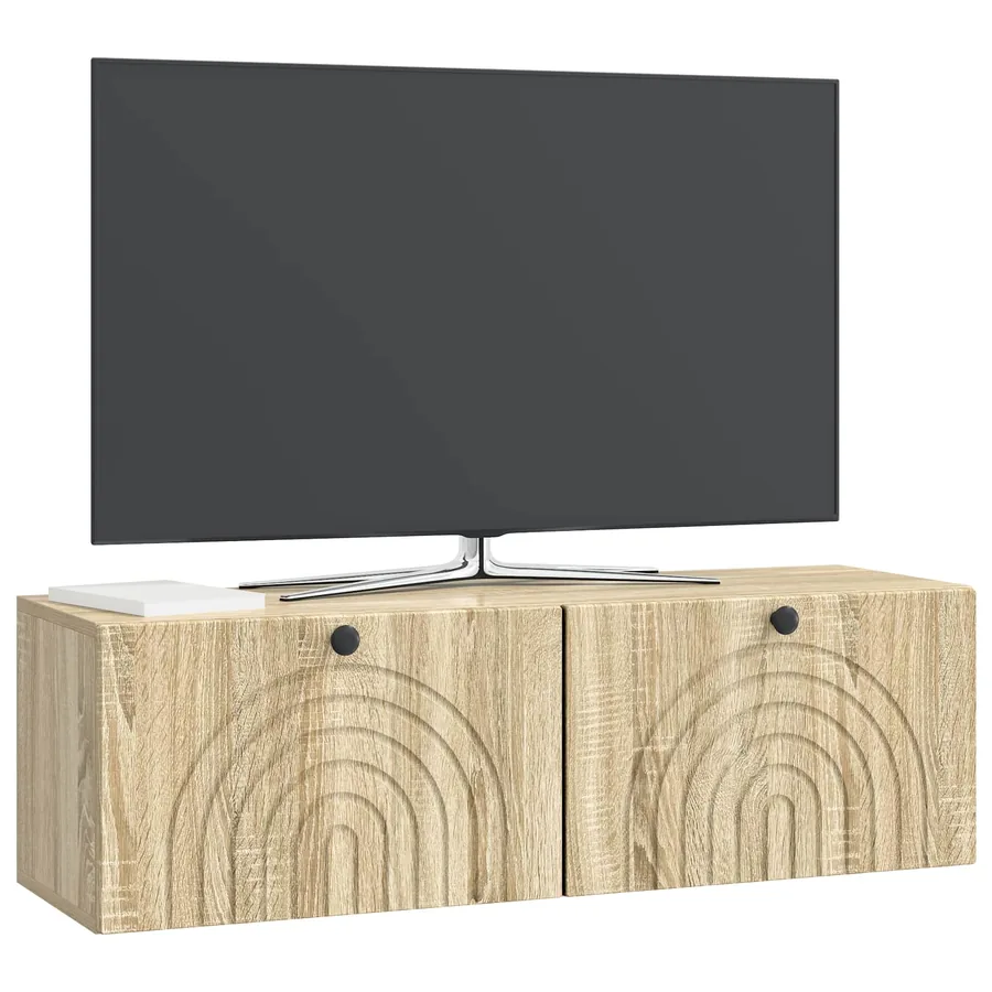 Meuble TV mural Chêne Sonoma 98 x 31 x 30 cm Bois d'ingénierie - 3
