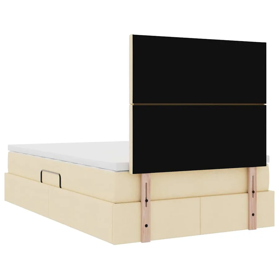 Lit avec rangement et matelas Crème 120 x 190 cm tissu - 11