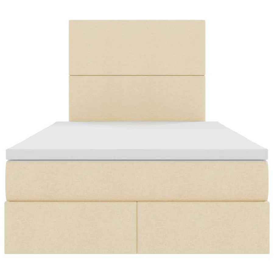 Lit avec rangement et matelas Crème 120 x 190 cm tissu - 7