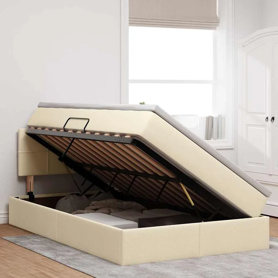 Lit avec rangement et matelas avec matelas Crème 120 x 190 cm - 4
