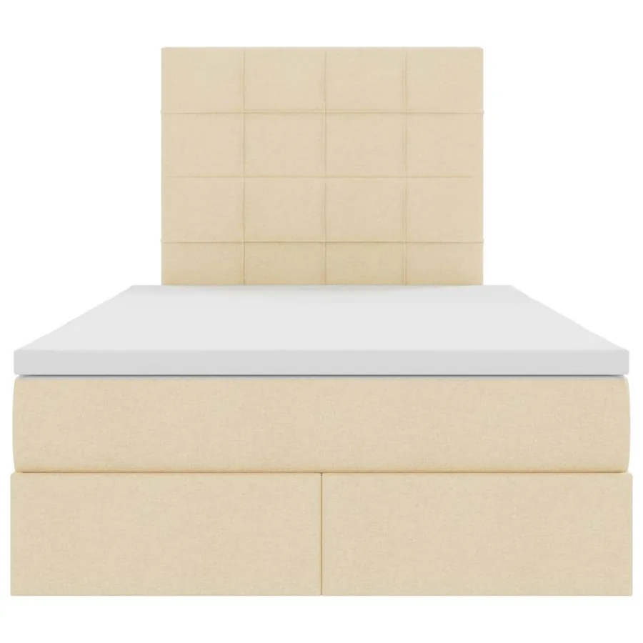Lit avec rangement et matelas Crème 120 x 190 cm tissu - 7
