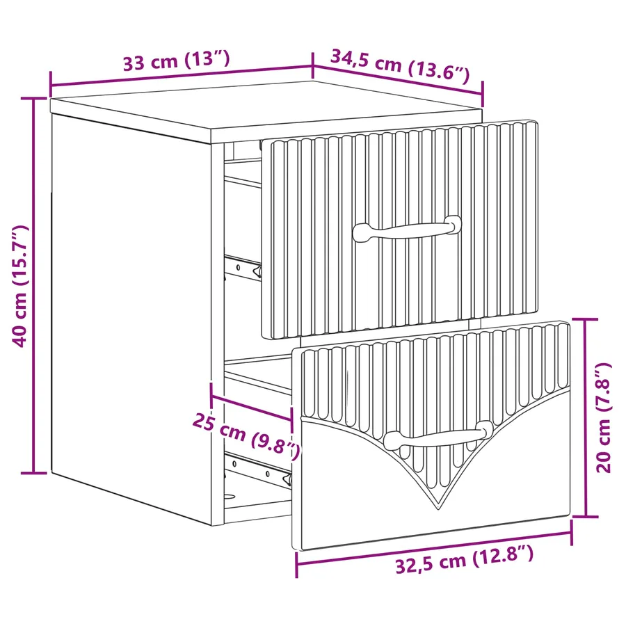 Cabinet de chevet mural Sonoma gris 34,5 x 33 x 40 cm - 9