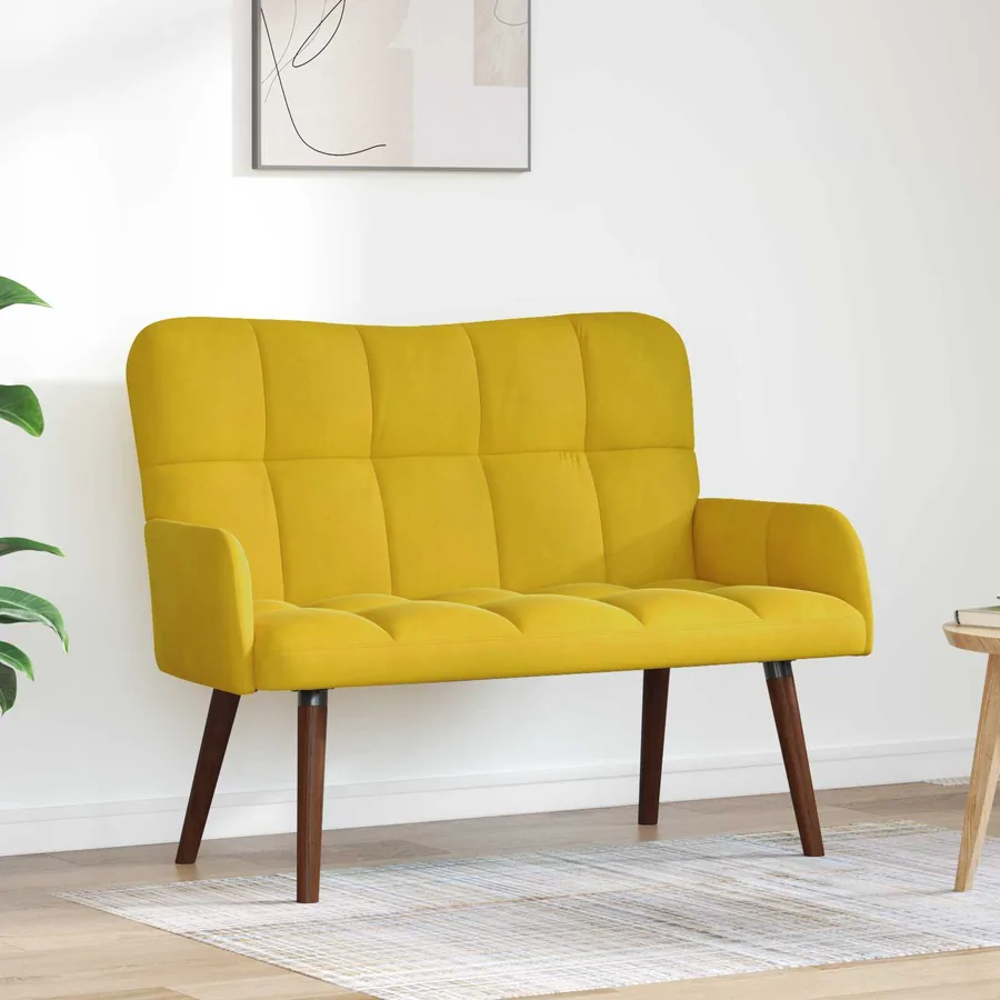 Sofa 2 places Jaune 115 x 61 x 87 cm Velours