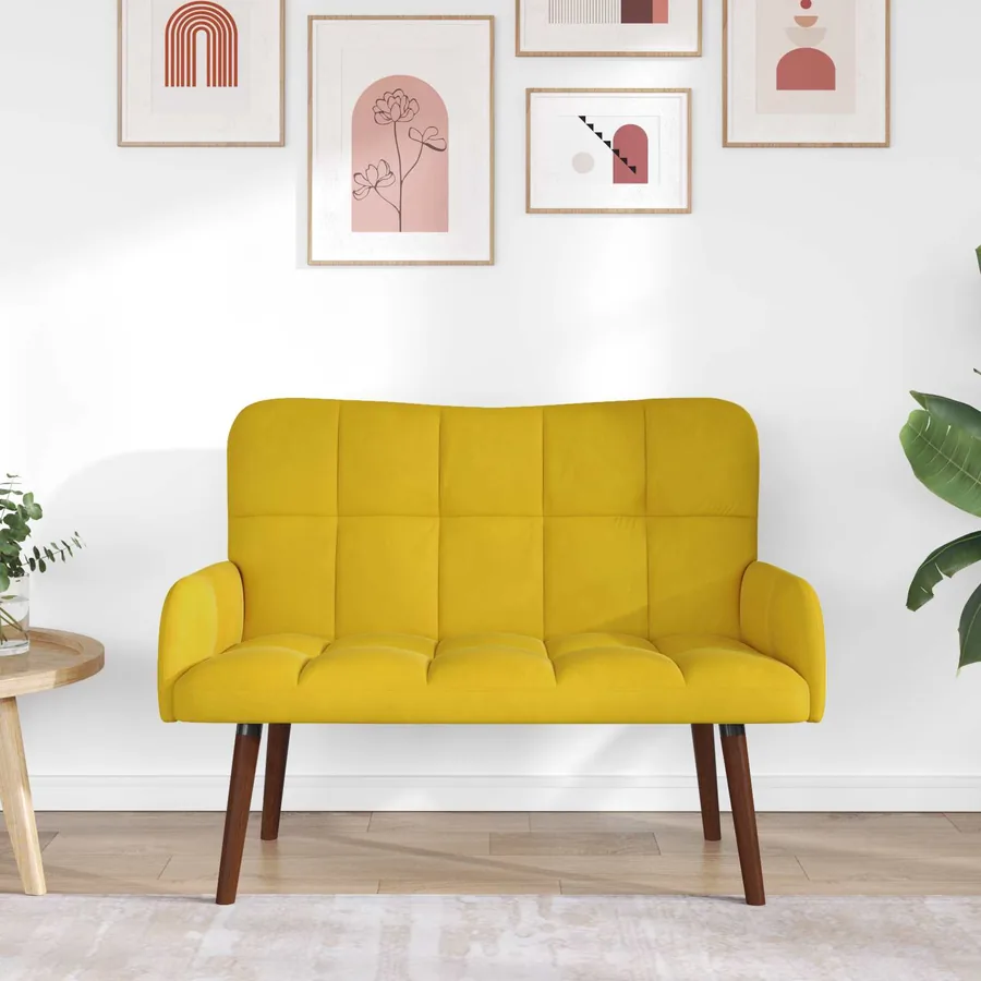 Sofa 2 places Jaune 115 x 61 x 87 cm Velours - 3