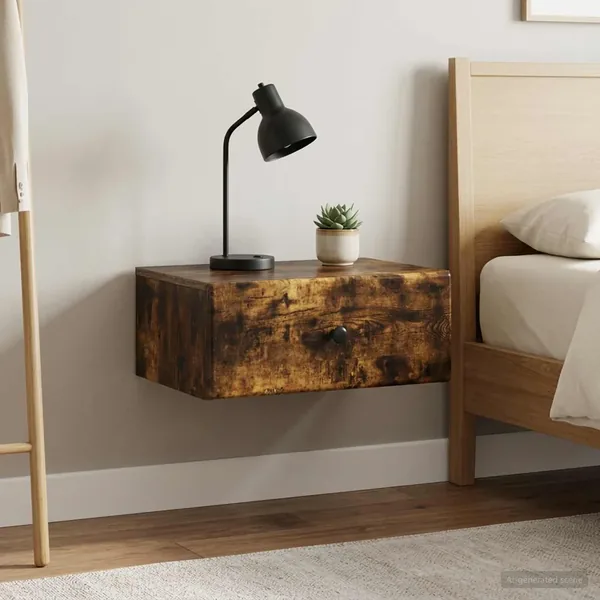 Cabinet de chevet mural 2 pcs Chêne fumé 49 x 34,5 x 20 cm
