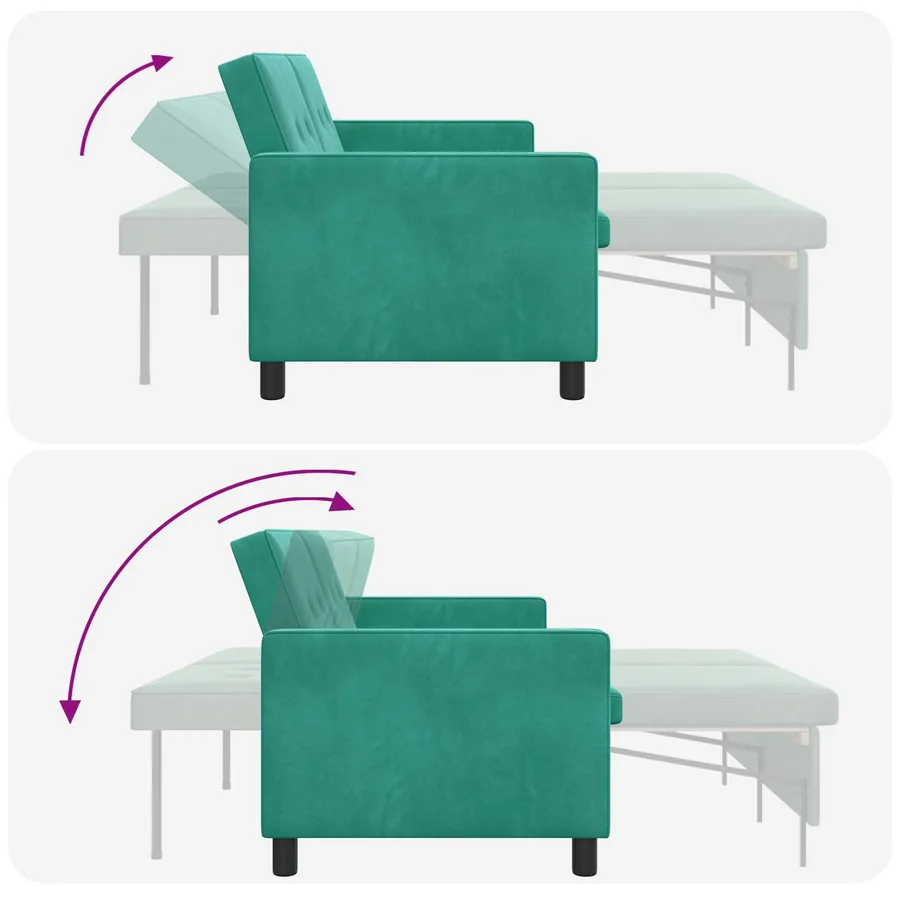 Canapé-Lit Turquoise Tissu - 11