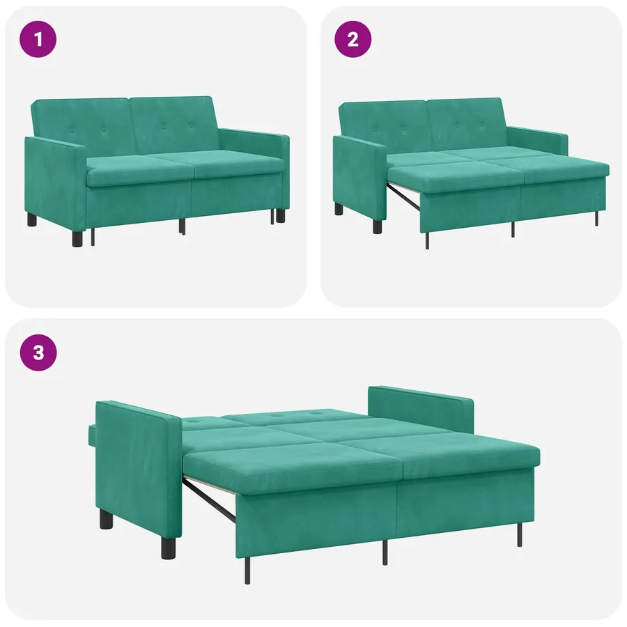 Canapé-Lit Turquoise Tissu - 12