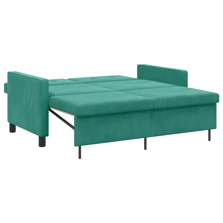 Canapé-Lit Turquoise Tissu - 6